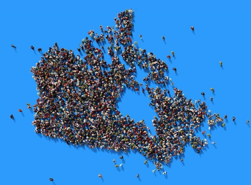 overhead photo of canada comprising humans