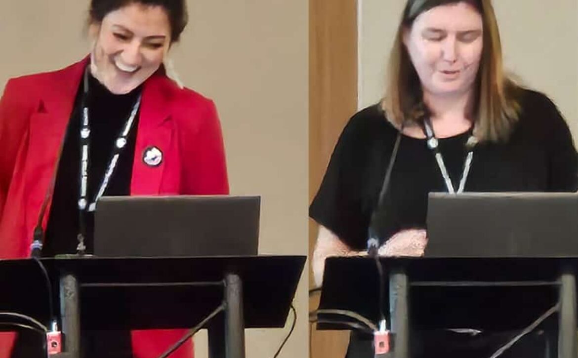 photo of mallory rose and dawn hoogeveen presenting at 2025 afn natural resources forum